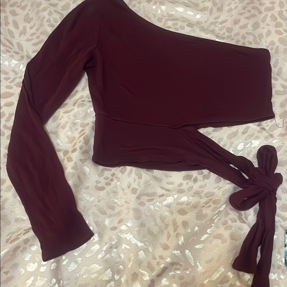 Elegant One-Shoulder Burgundy Top